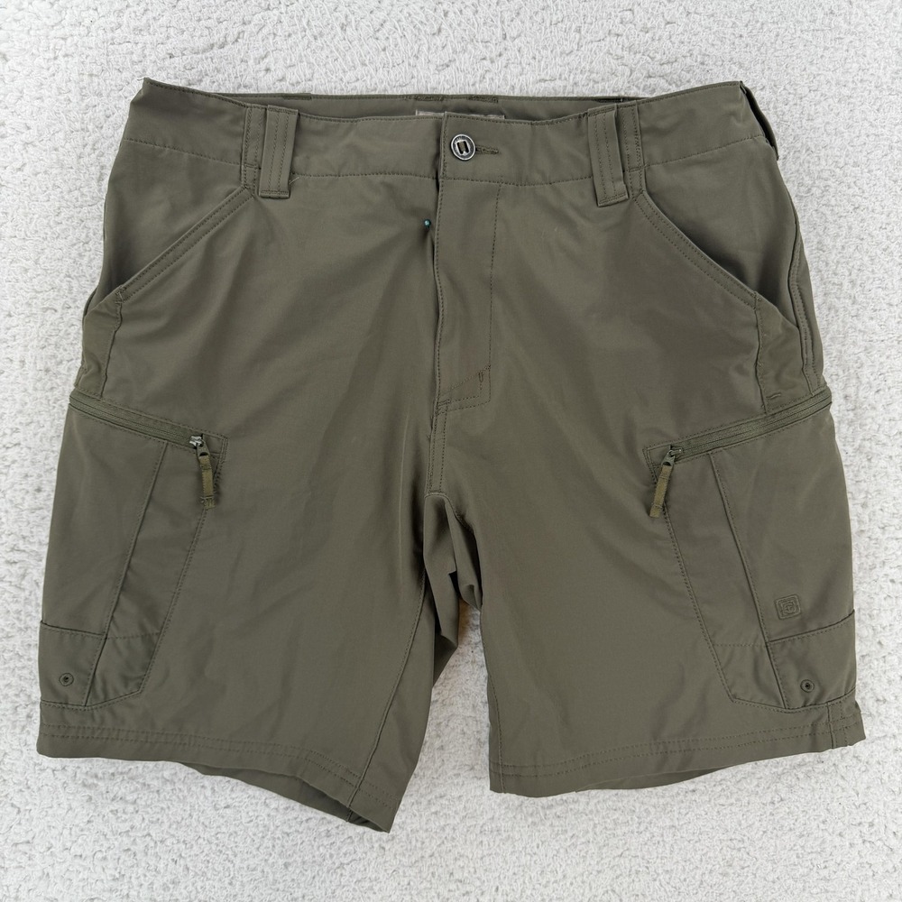 5.11 Tactical Cargo Shorts Mens 34 Green Microfiber 8 Inseam Casual Workwear Y2K